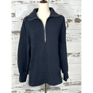 VARLEY Fulham Longline Half Zip Oversize Sweatshirt Black Sz S #VAR01594 NWOT